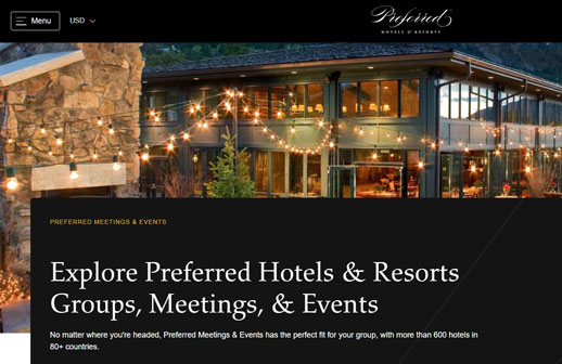 Preferred Hotels & Resorts relanza su sitio para Meeting Planners
