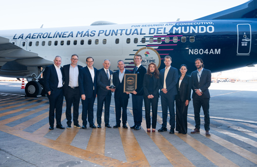Aeroméxico es la aerolínea más puntual del mundo por segundo año consecutivo